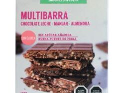 Multibarra de chocolate deliciosa y saludable, rellena de quinoa, manjar sin azúcar con almendras picadas